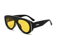 QGGNMGT Lunettes de soleil vintage épaisses et surdimensionnées, ovales, à dégradé bleu et jaune, pour femmes et hommes, style rétro (jaune).