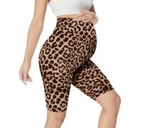 QGGQDD Legging de grossesse court pour femme enceinte, léopard, M