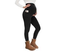 QGGQDD Legging de maternité thermique taille haute pour femme, Noir , XL