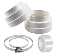 QGGTQG Lot de 2 Raccords de Réduction Ø120 150 160mm - Droites Réducteur de Conduits ABS avec 2 colliers de serrage en acier inoxydable et 1 Ruban d'aluminium pour Tuyau de Ventilation