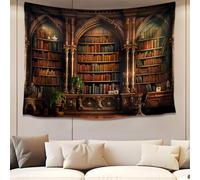 QGHOT Tapisserie de bibliothèque vintage, art mural gothique pour salon, chambre à coucher, toile de fond zoom, 203,2 x 152,4 cm