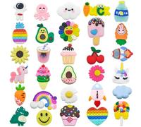 QGHSkOMk Lot de 30 breloques de chaussures d'été mignonnes pour filles - Accessoires de chaussures kawaii pour garçons et adultes - Cadeau d'anniversaire à faire soi-même - Décorations de chaussures