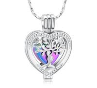 QGJNSGC Collier funéraire arbre de vie pour cendres, cœur, bijou commémoratif pour homme et femme, porte-cendres, souvenir, bijoux, cadeaux pour être cher, Acier inoxydable