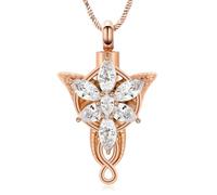QGJNSGC Collier funéraire en acier inoxydable avec pendentif urne en forme de fleur en cristal pour femme, taille unique, Acier inoxydable, Pas de gemme