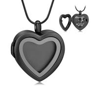 QGJNSGC Collier funéraire en acier inoxydable pour cendres en forme de cœur pouvant contenir des photos, Acier inoxydable