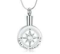 QGJNSGC Collier funéraire en forme de boussole pour homme et femme avec pendentif urne funéraire pour cendres humaines, cadeau « I'd be lost without you », Unisex, Acier inoxydable, Pas de gemme