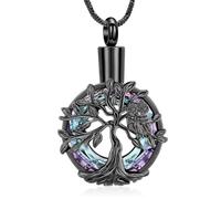 QGJNSGC Collier urne arbre de vie pour cendres, bijou de crémation, pendentif en forme de chouette, urne funéraire, médaillon commémoratif pour homme et femme, Unisex, Acier inoxydable, Pas de gemme