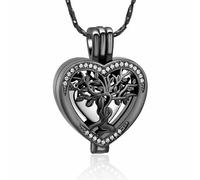 QGJNSGC Collier urne arbre de vie pour cendres en forme de cœur - Bijoux commémoratifs pour femmes et hommes - Porte-cendres - Souvenir - Cadeau pour vos proches, taille unique, Acier inoxydable