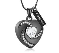 QGJNSGC Collier urne en forme de cœur pour cendres en acier inoxydable et cristal - Pendentif funéraire pour cendres - Souvenir funéraire pour femme, Unisex, Acier inoxydable, Pas de gemme