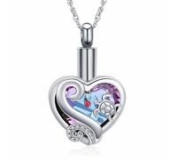 QGJNSGC Collier urne en forme de cœur pour cendres, tortue de mer, bijou funéraire en cristal, bijou souvenir pour animaux de compagnie/humain