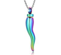 QGJNSGC Collier urne funéraire en corne italienne pour cendres, Unisexe, Acier inoxydable, Pas de pierre précieuse
