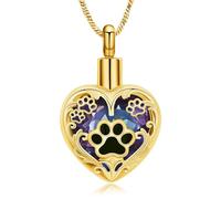 QGJNSGC Collier urne funéraire en forme de cœur avec pendentif en forme de patte pour chien/chat, Unisex, Acier inoxydable, Pas de gemme