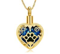 QGJNSGC Collier urne funéraire en forme de cœur avec pendentif en forme de patte pour chien/chat, Unisex, Acier inoxydable, Pas de gemme