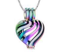 QGJNSGC Collier urne funéraire pour cendres en forme de cœur - Bijou souvenir - Médaillon pour cendres - Pour homme et femme