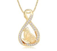 QGJNSGC Collier urne papillon pour cendres de vos proches - Bijoux pour femme - Urne en forme de cœur - Pendentif souvenir pour cendres de vos proches, 18 inches, Acier inoxydable
