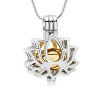 QGJNSGC Collier urne pour cendres, bijoux de crémation pour cendres, collier pendentif fleur de lotus cendres avec mini urne creuse funéraire bijou souvenir cendres bijoux pendentif personnalisé