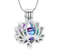 QGJNSGC Collier Urne pour Cendres, Bijoux de Crémation pour Cendres Fleur de Lotus Collier Pendentif Cendres avec Mini Urne Creuse Mémorial Bijou Souvenir Cendres Bijoux Pendentif Personnalisé