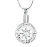 QGJNSGC Collier urne pour cendres, boussole, bijou funéraire pour cendres - Bijou commémoratif pour femme et homme - « I'd be lost without you », Acier inoxydable