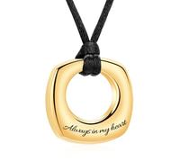 QGJNSGC Collier urne pour cendres Cercle de vie Bijou de crémation Bague éternité Pendentif commémoratif pour homme et femme Always In My Heart, Unisexe, Acier inoxydable, Pas de pierre précieuse