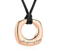 QGJNSGC Collier urne pour cendres Cercle de vie Bijou de crémation Bague éternité Pendentif commémoratif pour homme et femme Always In My Heart, Unisexe, Acier inoxydable, Pas de pierre précieuse