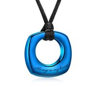 QGJNSGC Collier urne pour cendres Cercle de vie Bijou de crémation Bague éternité Pendentif commémoratif pour homme et femme Always In My Heart, Unisexe, Acier inoxydable, Pas de pierre précieuse
