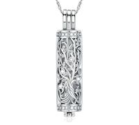 QGJNSGC Collier urne pour cendres pour femmes hommes Arbre de vie cylindre bijoux de crémation fiole pendentif de cendres de crémation bijoux commémoratifs cadeaux collier de cendres, Acier inoxydable