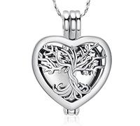 QGJNSGC Colliers d'urne en forme d'arbre de vie pour cendres en forme de cœur - Bijou de crémation souvenir pour femmes et hommes - Porte-cendres pour animaux de compagnie - Bijoux commémoratifs
