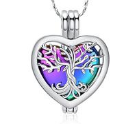 QGJNSGC Colliers Urne de Crémation en Forme d'Arbre de Vie pour Cendres - Bijou de Mémorial en Forme de Cœur - Lockets pour Cendres - Bijoux Souvenirs - Cadeaux pour Femmes, Hommes et Animaux de