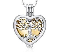 QGJNSGC Colliers urne en forme de cœur pour cendres en arbre de vie - bijou de crémation souvenir - médaille pour animaux de compagnie - médailles pour femmes et hommes - médaillons commémoratifs