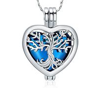 QGJNSGC Colliers urne pour cendres en forme d'arbre de vie - bijou de crémation en forme de cœur - bijou souvenir - bijou de mémorial - cadeaux pour femmes et hommes - médaillons commémoratifs