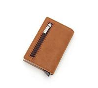 QGKKGQ Porte-Monnaie en Cuir Portefeuille Intelligent Porte-Carte de crédit en métal Mince Hommes Portefeuilles Pass Secret Pop Up Portefeuille Minimaliste Petit Sac à Main Noir (Color : A)
