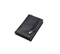 QGKKGQ Porte-Monnaie en Cuir Portefeuille Intelligent Porte-Carte de crédit en métal Mince Hommes Portefeuilles Pass Secret Pop Up Portefeuille Minimaliste Petit Sac à Main Noir (Color : A)