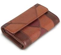 QGKWJP Portefeuille court en cuir pour femme Porte-monnaie en cuir cousu Porte-carte pliable Pochette rétro (couleur : A, taille : 14 x 10 x 3 cm)