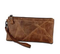 QGKWJP Portefeuille pour Hommes Pochette en Cuir véritable RFID Portefeuille Homme Organisateur Long Porte-Monnaie (Couleur : Marron, Taille : 19.5 * 10.5CM)
