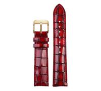 Qgsaghty Bracelet de montre en cuir de veau à Texture Crocodile pour hommes, 18mm, 20mm, 22mm, accessoires de montre, boucle solide, bleu, vert, marron, Or rouge, 18mm