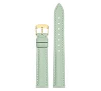 Qgsaghty Bracelet de montre en cuir pour femmes, 10/12/13/14/15/16/17/18/20/22mm, accessoires de montre, boucle ardillon dorée, Vert clair, 13mm