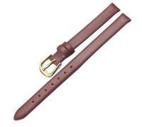 Qgsaghty Bracelet de montre en cuir souple Ultra-fin, 6mm-20mm, différentes couleurs, bracelet de montre pour femme, Texture unie, boucle dorée, Brun, 11mm