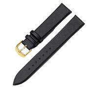 Qgsaghty Bracelet de montre en cuir uni 10/12/13/14/15/16/17/18/19/20/21/22mm pour homme et femme, boucle ardillon dorée, Noir, 12mm