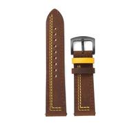 Qgsaghty Bracelet de montre en cuir véritable, 18mm, 20mm, 22mm, 24mm, à dégagement rapide, de remplacement, noir, boucle ardillon, ceinture, Fm Café Jaune Coudre, 20mm