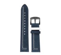 Qgsaghty Bracelet de montre en cuir véritable, 18mm, 20mm, 22mm, 24mm, à dégagement rapide, de remplacement, noir, boucle ardillon, ceinture, Couture Bleu Blanc, 22mm