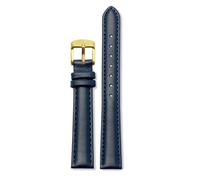 Qgsaghty Bracelet de montre en cuir véritable pour femmes, à dégagement rapide, 12mm, 14mm, 15mm, 16mm, 18mm, pour dames, Bleu Foncé Doré, 12mm