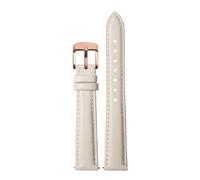 Qgsaghty Bracelet de montre en cuir véritable pour femmes, à dégagement rapide, 12mm, 14mm, 15mm, 16mm, 18mm, pour dames, Or Rose Blanc, 14mm