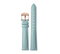 Qgsaghty Bracelet de montre en cuir véritable pour femmes, à dégagement rapide, 12mm, 14mm, 15mm, 16mm, 18mm, pour dames, Bleu clair Or Rose, 16mm