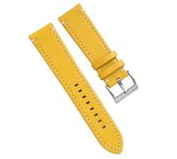Qgsaghty Bracelet de montre en cuir véritable pour hommes, cosse de commutation, Double face, première couche en cuir de vache, accessoires de montre, jaune, 21mm