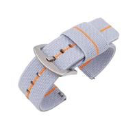 Qgsaghty Bracelet de montre en Nylon 18mm 20mm 22mm 24mm, bracelet élastique tissé militaire pour hommes, bracelet de montre de Sport à dégagement rapide, Gris Orange-argent, 18mm
