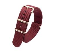 Qgsaghty Bracelet de montre en Nylon avec boucle en or Rose, 18mm, 20mm, 22mm, 24mm, accessoires pour hommes et femmes, Vin rouge, 22mm