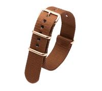 Qgsaghty Bracelet de montre en Nylon avec boucle en or Rose, 18mm, 20mm, 22mm, 24mm, accessoires pour hommes et femmes, Brun, 20mm