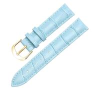 Qgsaghty Bracelet en cuir multifonctionnel de 10 à 22mm, avec fonction de dégagement rapide, cuir de vache imperméable, boucle ardillon dorée, Bleu clair, 20mm