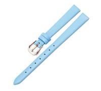 Qgsaghty Bracelet en cuir Ultra-fin souple et fin de 10mm à 20mm, chaîne de montre colorée, accessoires féminins, boucle en or Rose, uni, Bleu clair, 10mm