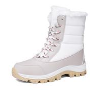 Qgtxf Bottes de Neige d'hiver pour Femmes, Confortable Chaud Fourrure Doublée Mi-veau Bottes Chaussures de Randonnée Extérieure(White,37 EU)